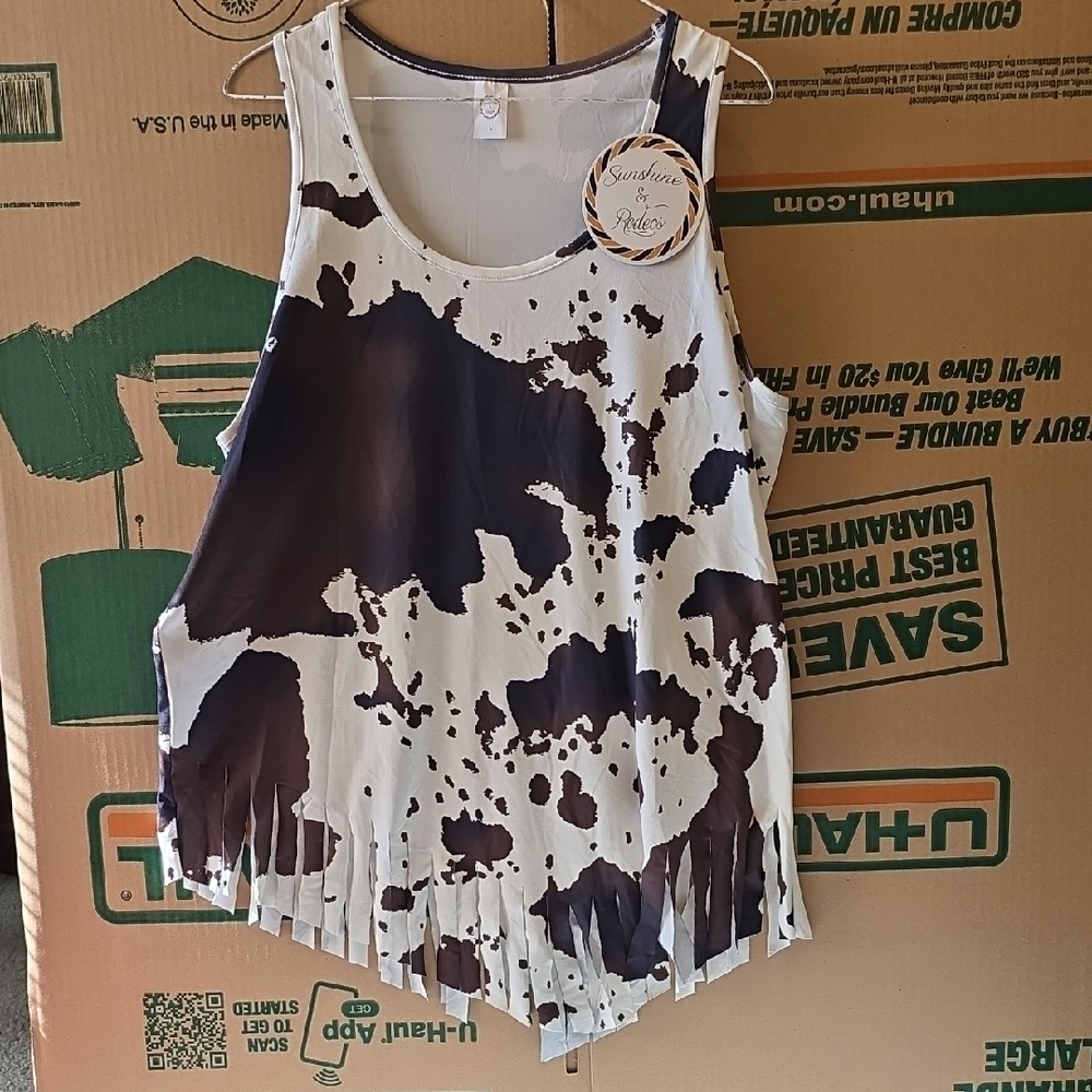 Asymmetrical Black and White Cut Out Tank Top